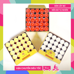 Hộp 100 viên nến đèn cầy thờ cúng, nến bơ cao cấp cháy lâu 4h, không khói, tiện lợi - Nhiều màu