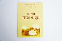 Sách phật giáo Kinh thiện ác nhân quả Thích Trung Quán bìa giấy vàng chữ to rõ 62 trang