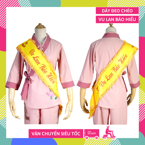 Băng đeo chéo dây đeo in chữ  Vu Lan Báo Hiếu CAO CẤP - Dài 160cm