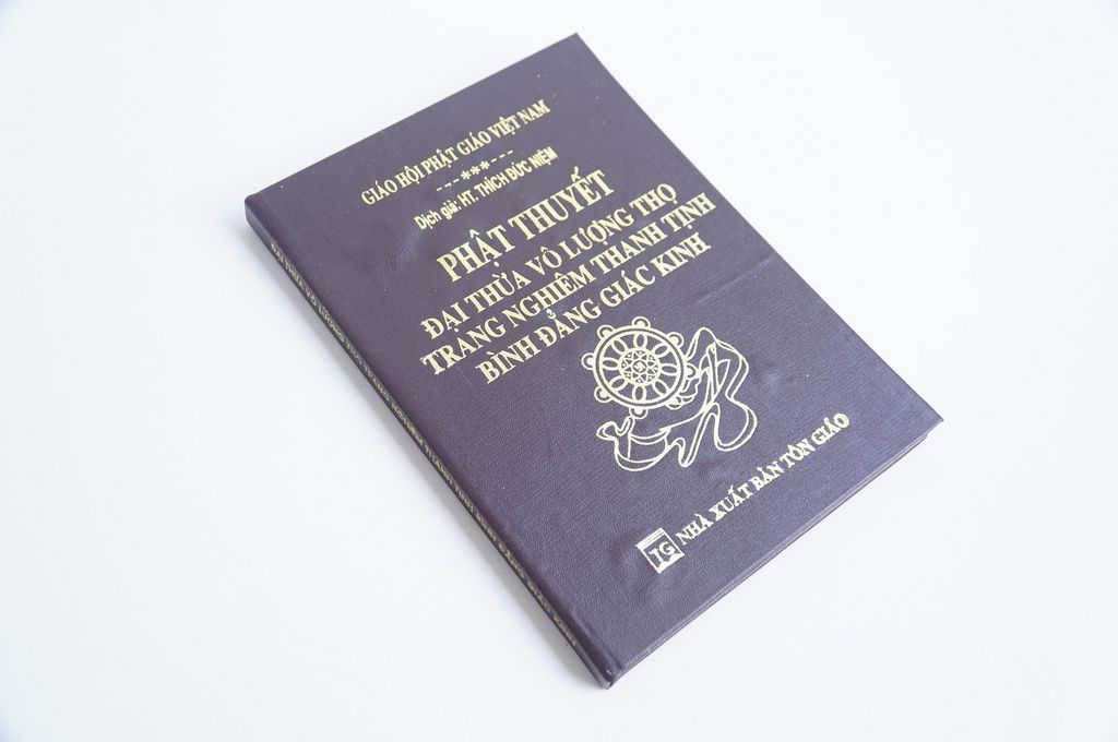 Sách phật giáo Phật thuyết Đại thừa vô lượng thọ Thích Đức Niệm bìa da nâu chữ to rõ 186 trang