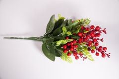 Hoa giả đẹp trang trí nhà cửa chùm Cherry đỏ hạnh phúc nhiều màu - Cao 40cm bụi 7 cành