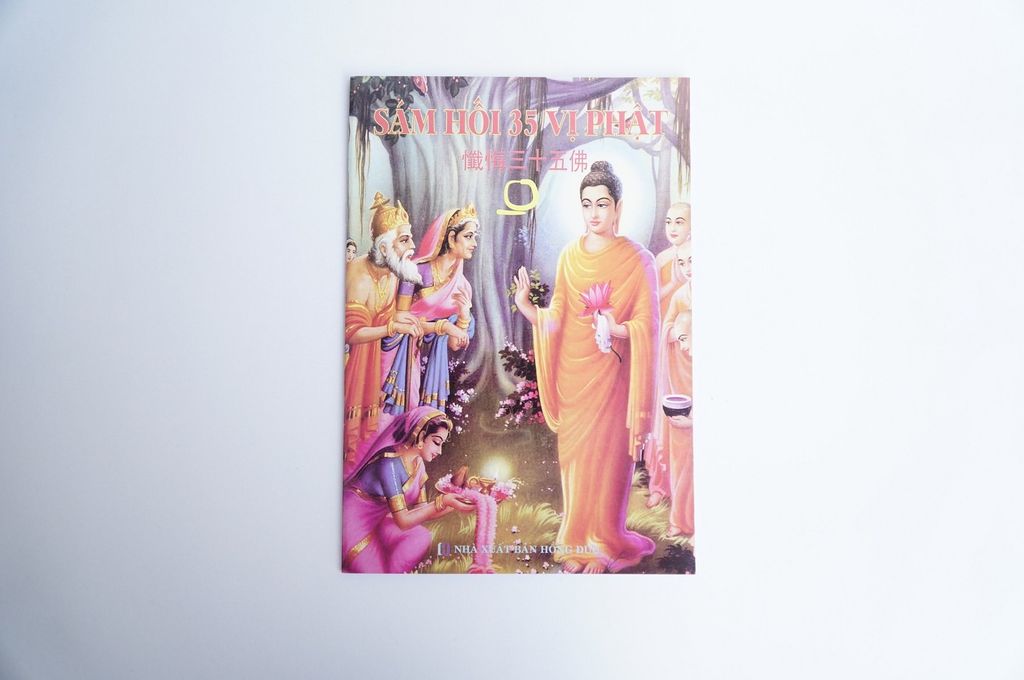 Sách phật giáo Sám hối 35 vị Phật bìa cứng màu chữ to rõ 60 trang