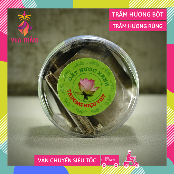 Bột trầm hương xông nhà Đất Nước Xanh - 80g bột trầm xông nhà tẩy uế cao cấp - Có gỗ trầm kèm