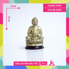 Tượng Phật A Di Đà ngồi xi mạ đồng - Cao 6cm