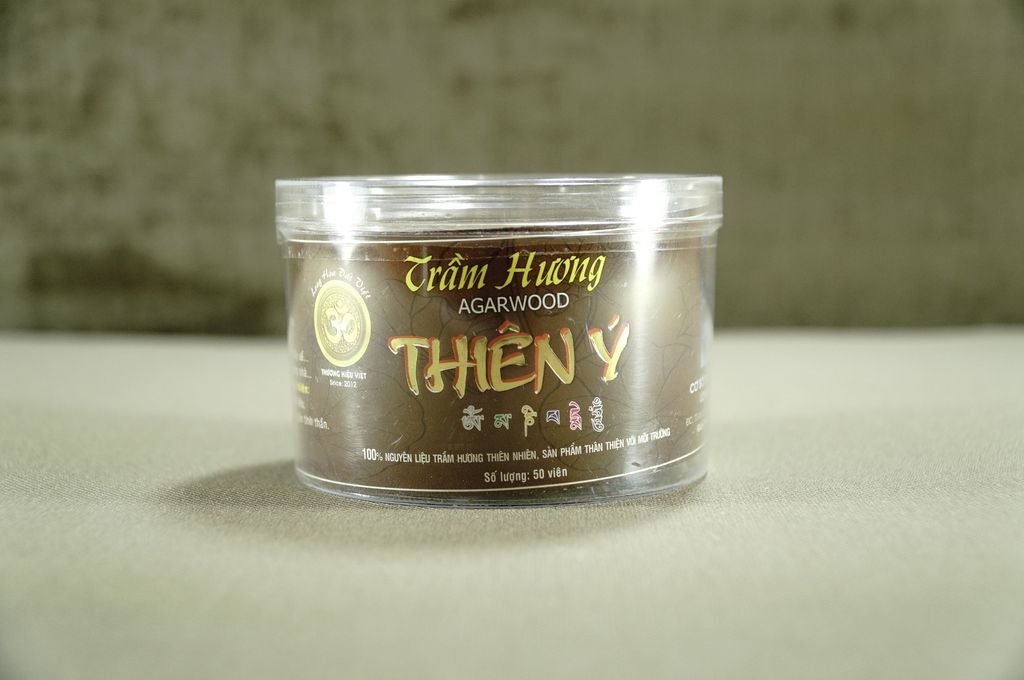 Nụ trầm hương Thiên Ý búp sen - 50 viên trầm hương xông trầm cao cấp - Hộp tròn nâu - Cháy 20 phút/Viên