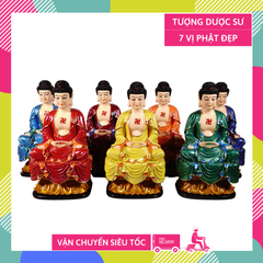 Bộ tượng 7 vị Phật Dược Sư 7 màu đúc nguyên khối đẹp - Cao 15cm