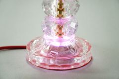 Đèn thờ điện pha lê nguyên khối hoa sen đèn thờ Phật led đổi màu trụ tròn tầng cao cấp - Cao 17cm