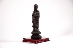 Tượng phật A Di Đà đứng có đế nâu đất - Cao 13cm