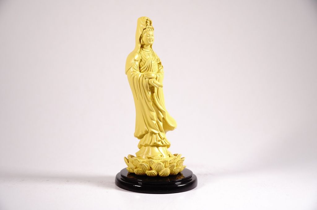 Tượng phật Quan Âm Bồ Tát đứng có đế Vàng dất - Cao 13cm