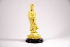 Tượng phật Quan Âm Bồ Tát đứng có đế Vàng dất - Cao 13cm
