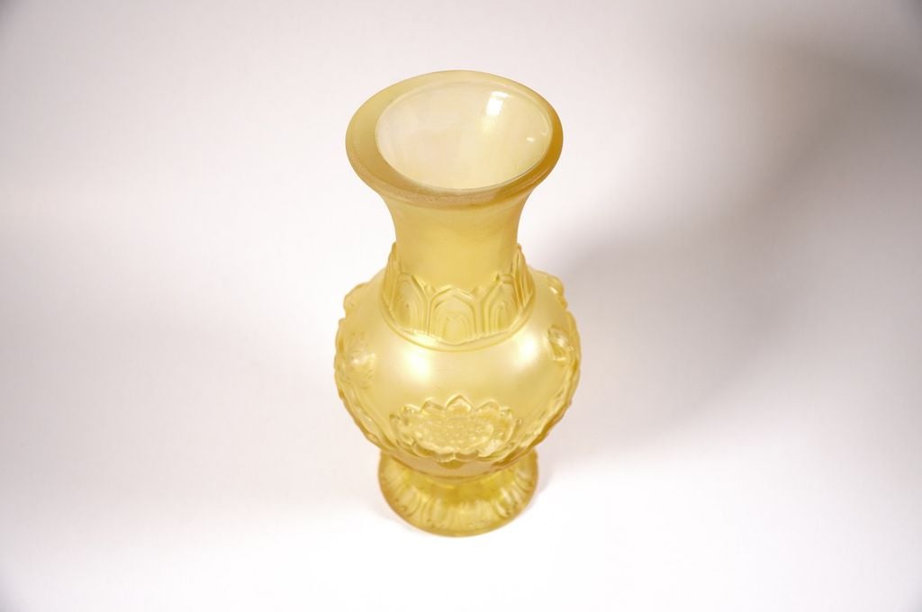 Bình hoa thờ cúng, bình hoa đặt bàn thờ cúng lưu ly sen vàng -Cao cấp