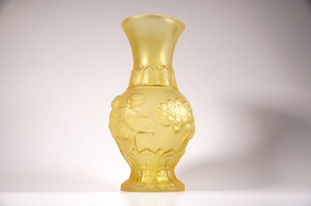 Bình hoa thờ cúng, bình hoa đặt bàn thờ cúng lưu ly sen vàng -Cao cấp