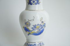 Bình hoa thờ cúng, bình hoa đặt bàn thờ gốm sứ sen xanh - Cao 18cm