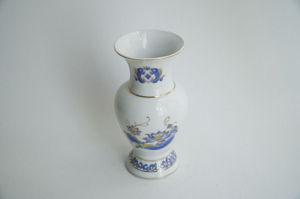 Bình hoa thờ cúng, bình hoa đặt bàn thờ gốm sứ sen xanh - Cao 18cm