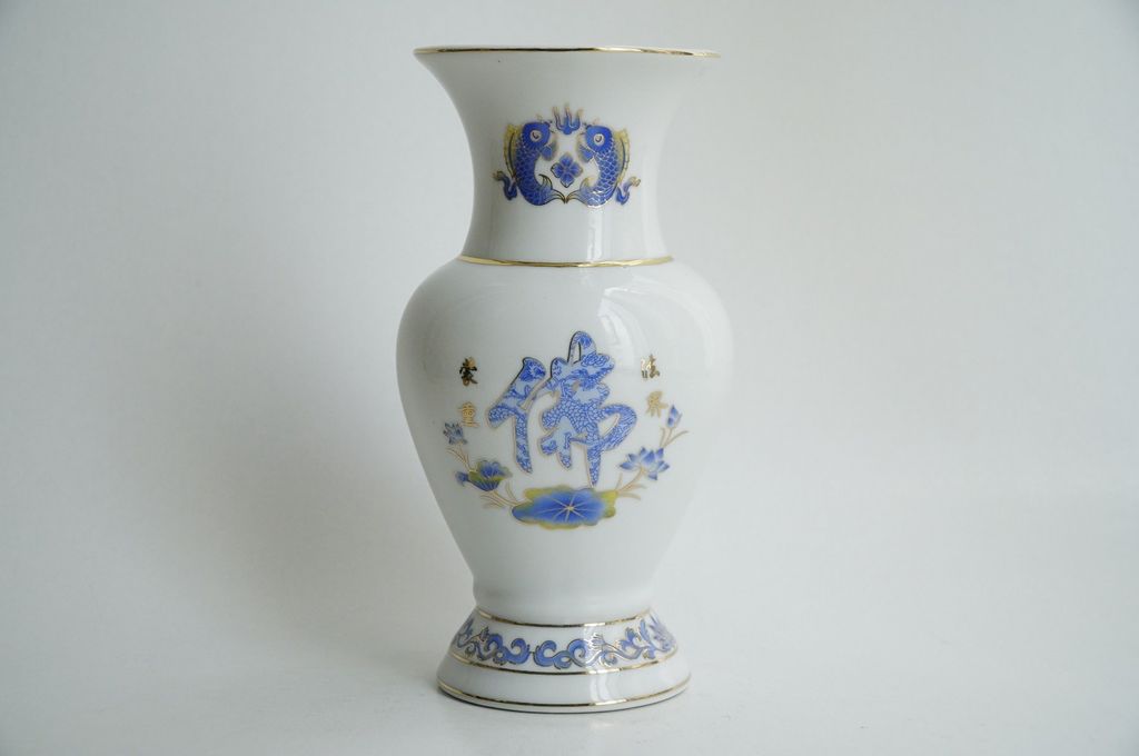 Bình hoa thờ cúng, bình hoa đặt bàn thờ gốm sứ sen xanh - Cao 18cm
