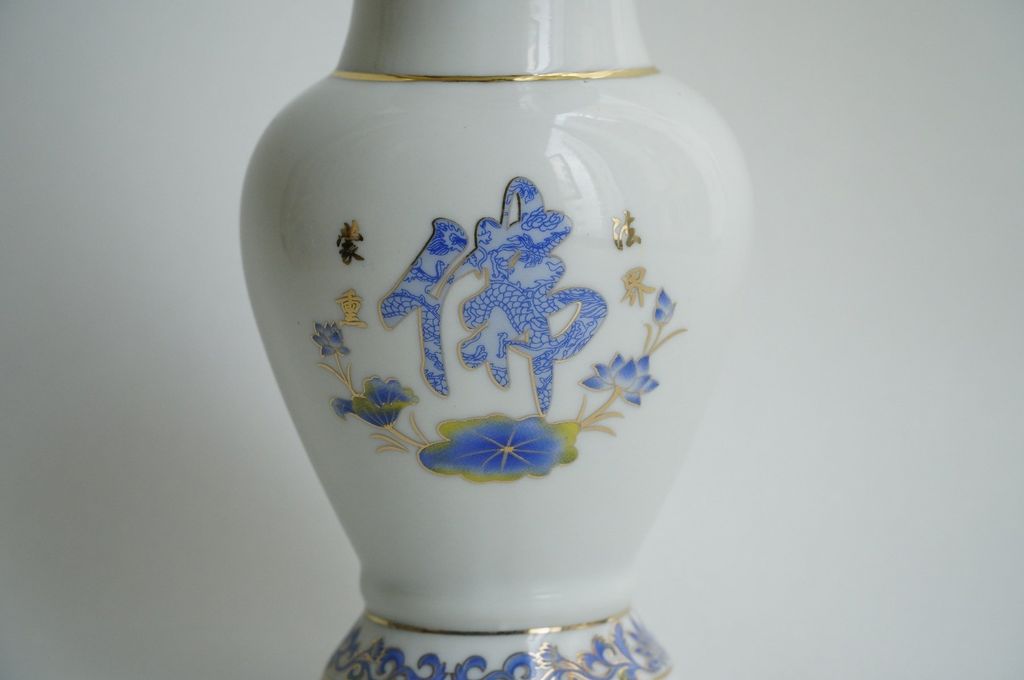 Bình hoa thờ cúng, bình hoa đặt bàn thờ gốm sứ sen xanh - Cao 18cm