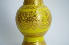 Bình hoa thờ cúng gốm sứ, bình hoa đặt bàn thờ cúng vàng cung đình - Cao 18cm