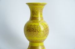 Bình hoa thờ cúng sen vàng cung đình gốm sứ đặt bàn thờ - Cao 18cm