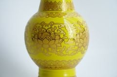 Bình hoa thờ cúng gốm sứ, bình hoa đặt bàn thờ cúng vàng cung đình - Cao 18cm