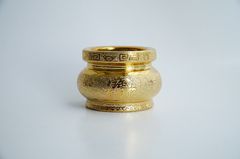 Lư hương bát nhang thờ cúng gốm sứ kim sa vàng - Cao 7cm