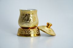 Chung nước thờ cúng, ly nước đặt bàn thờ kim sa vàng có nắp - Nhiều cỡ