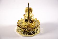 Tượng phật Di Lặc vàng mạ sen đồng 2 mặt - Cao 10cm