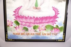 Tranh Phật Quan Âm Bồ Tát áo trắng ngồi đài sen giữa hồ - 2 cỡ