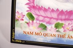 Tranh Phật Quan Âm Bồ Tát áo trắng ngồi đài sen giữa hồ - 2 cỡ