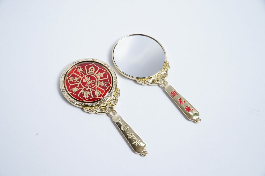 Gương Khai Quang phong thủy cầm tay mạ vàng cực mạnh