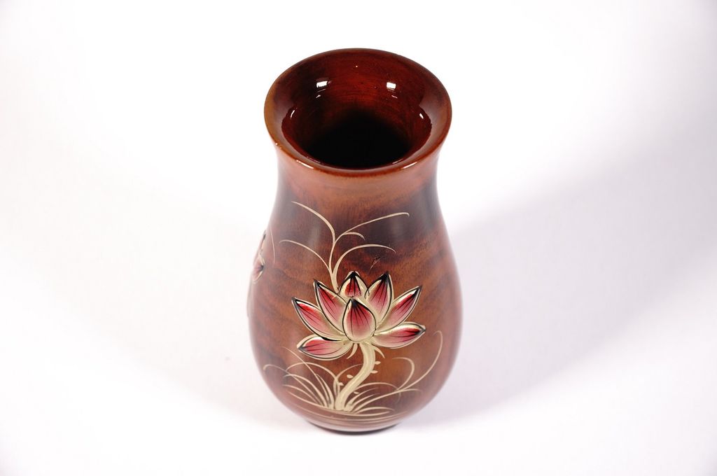 Bình hoa thờ cúng gỗ mỹ nghệ, bình cắm hoa bằng gỗ đặt bàn thờ cúng cao cấp - Cao 14cm