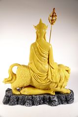 Tượng Phật Địa Tạng Vương Bồ Tát cưỡi hổ vẽ áo vàng lớn - Cao 35cm
