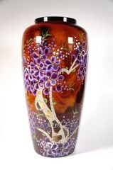 Bình hoa gỗ lỡn vẽ cành mai đào lá lan mỹ nghệ cao cấp - Cao 30cm