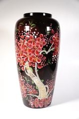 Bình hoa gỗ lỡn vẽ cành mai đào lá lan mỹ nghệ cao cấp - Cao 30cm