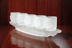 Án 5 ly nước đặt bàn thờ cúng, bộ án 5 ly nước lưu ly trắng - Cao cấp