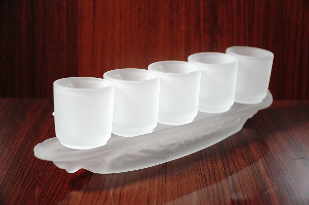 Án 5 ly nước đặt bàn thờ cúng, bộ án 5 ly nước lưu ly trắng - Cao cấp