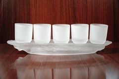 Án 5 ly nước đặt bàn thờ cúng, bộ án 5 ly nước lưu ly trắng - Cao cấp