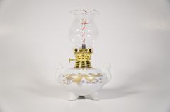Đèn thờ cúng dầu lưu ly truyền thống bầu tròn vàng cung đình - Cao 16cm