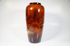 Bình hoa thờ cúng, bình cắm hoa bằng gỗ vẽ phong cảnh chùa - Cao 30cm