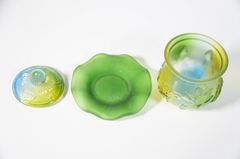 Ly nước thờ lưu ly sen xanh, chung nước đặt bàn thờ - Lưu ly cao cấp
