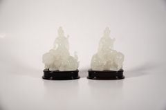 Bộ 2 tượng Phật Phổ Hiền và Văn Thù bồ tát ngồi dạ quang phát sáng - Cao 10cm