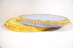 Tọa cụ ngồi thiền tròn hoa sen vàng vải thêu mút êm ái bền chắc nhiều màu - Đường kính 55cm dày 5cm