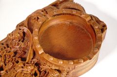 Gạt tàn thuốc lá gỗ hương HÌNH RỒNG điêu khắc nguyên khối sang trọng oai nghiêm - 22x12x3cm