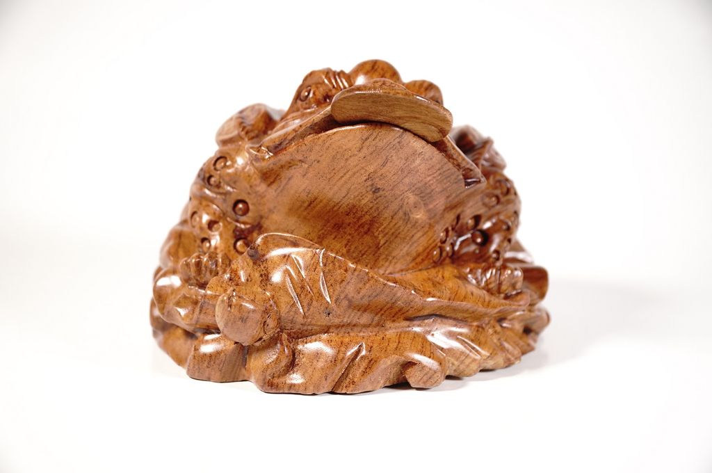 Tượng Cóc Thiềm Thừ gỗ hương nguyên khối điêu khắc cực đẹp cầu tài lộc - Cao 10 rộng 12cm