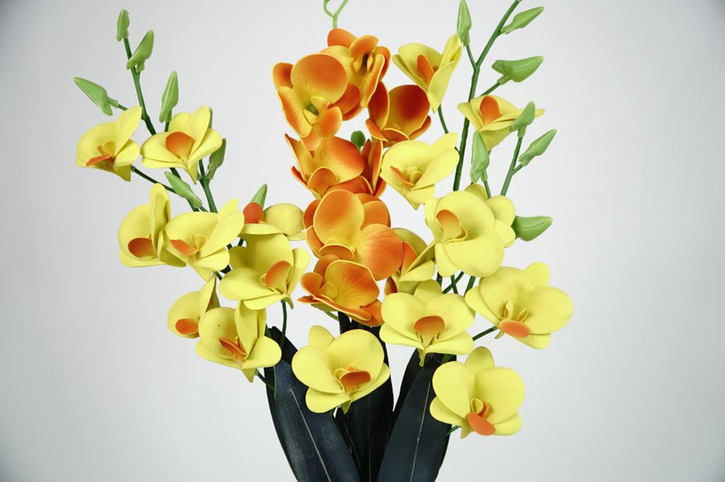 Hoa giả đẹp, nhánh hoa Lan giả trang trí decor, hoa đặt bàn thờ siêu đẹp - Dài 60cm