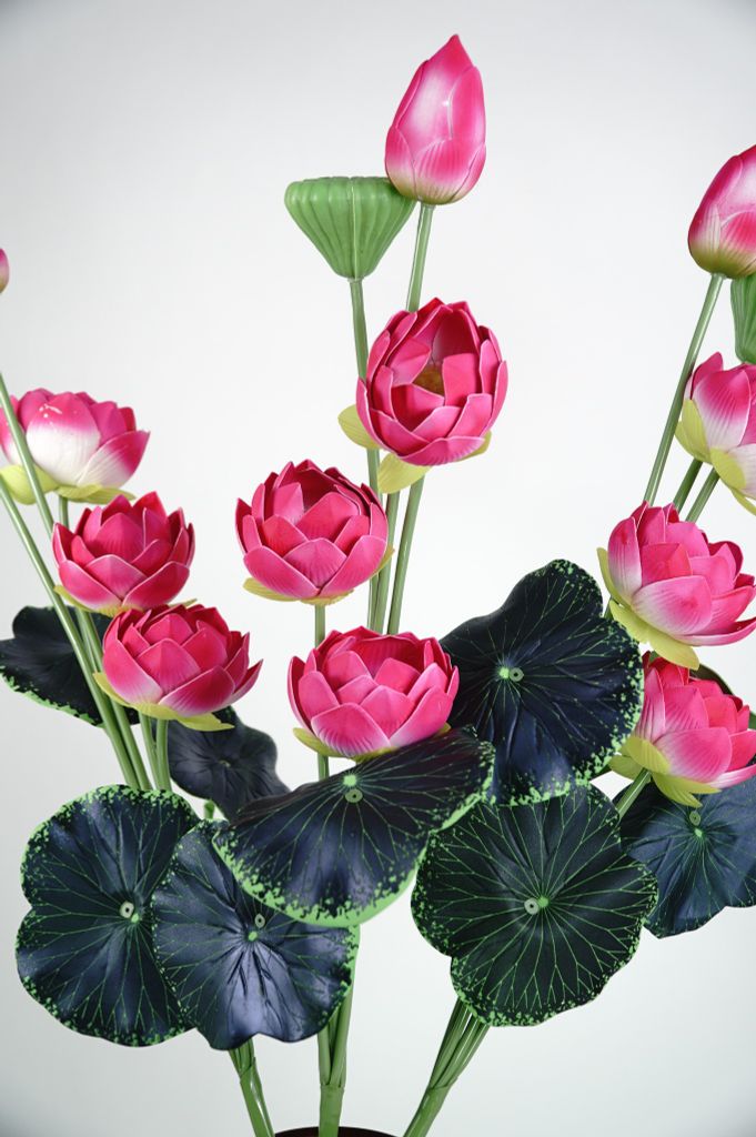 Hoa giả trang trí, cành hoa Sen giả chất liệu xốp màu sắc siêu đẹp - Dài 85cm - Loại xịn