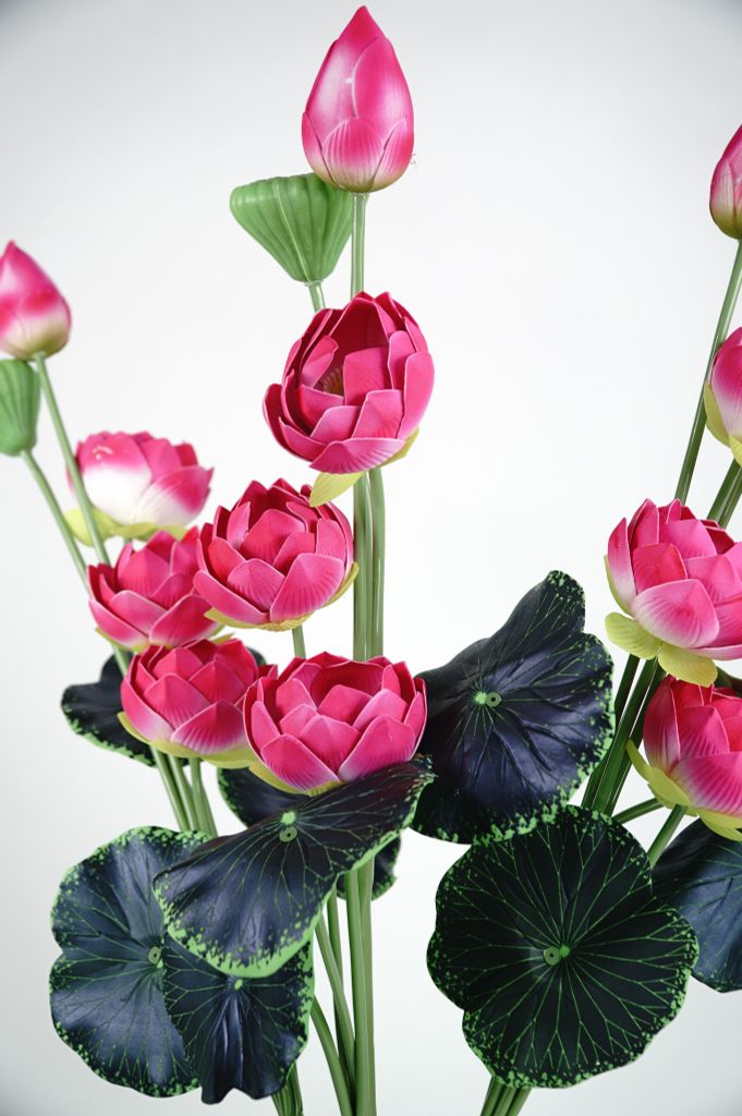 Hoa giả trang trí, cành hoa Sen giả chất liệu xốp màu sắc siêu đẹp - Dài 85cm - Loại xịn