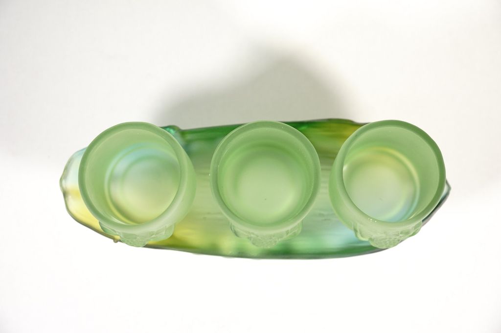 Bộ án 3 ly nước thờ cúng lưu ly xanh, án 3 chung nước thờ - Cao cấp