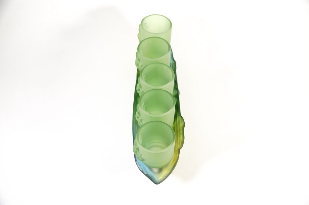 Bộ án 5 ly nước thờ cúng lưu ly xanh, án 5 chung nước thờ - Cao cấp