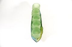 Bộ án 5 ly nước thờ cúng lưu ly xanh, án 5 chung nước thờ - Cao cấp