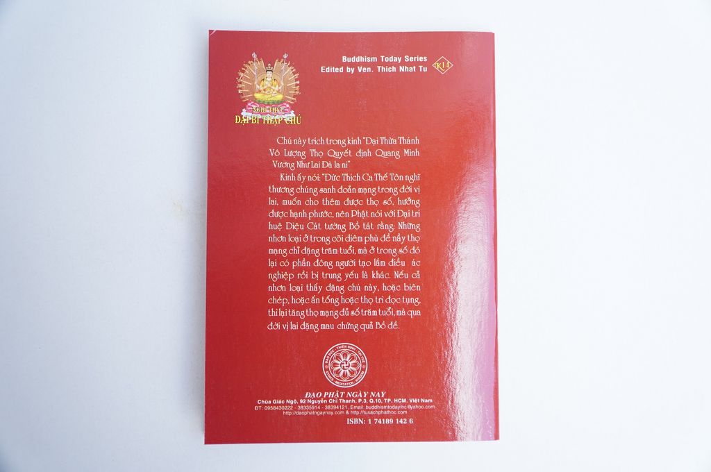Kinh Phật - Nghi Thức Đại Bi Thập Chú bìa giấy đỏ - Thích Nhật Từ - Chữ to rõ 28 trang